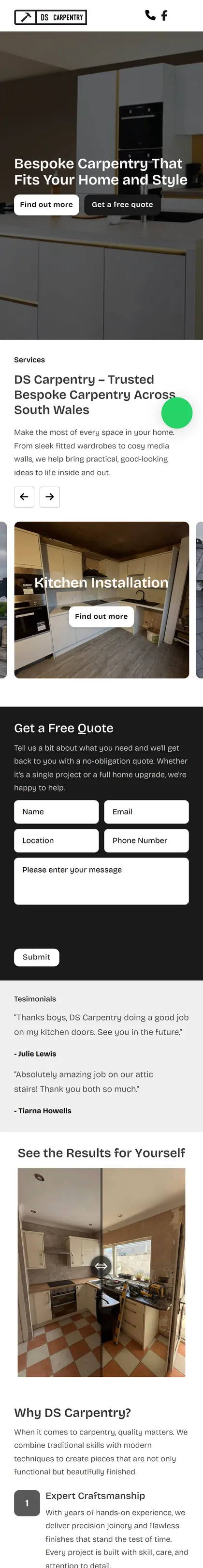 DS Carpentry website on a phone
